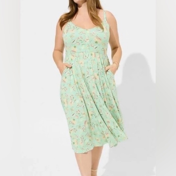 NWT Torrid Mint Floral Supersoft Button-Front Dress - Torrid Size 3 (22-24, 3X) - Picture 3 of 16